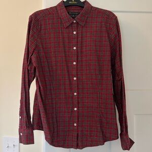 Brooks Brothers red fitted plaid flannel shirt Size 14